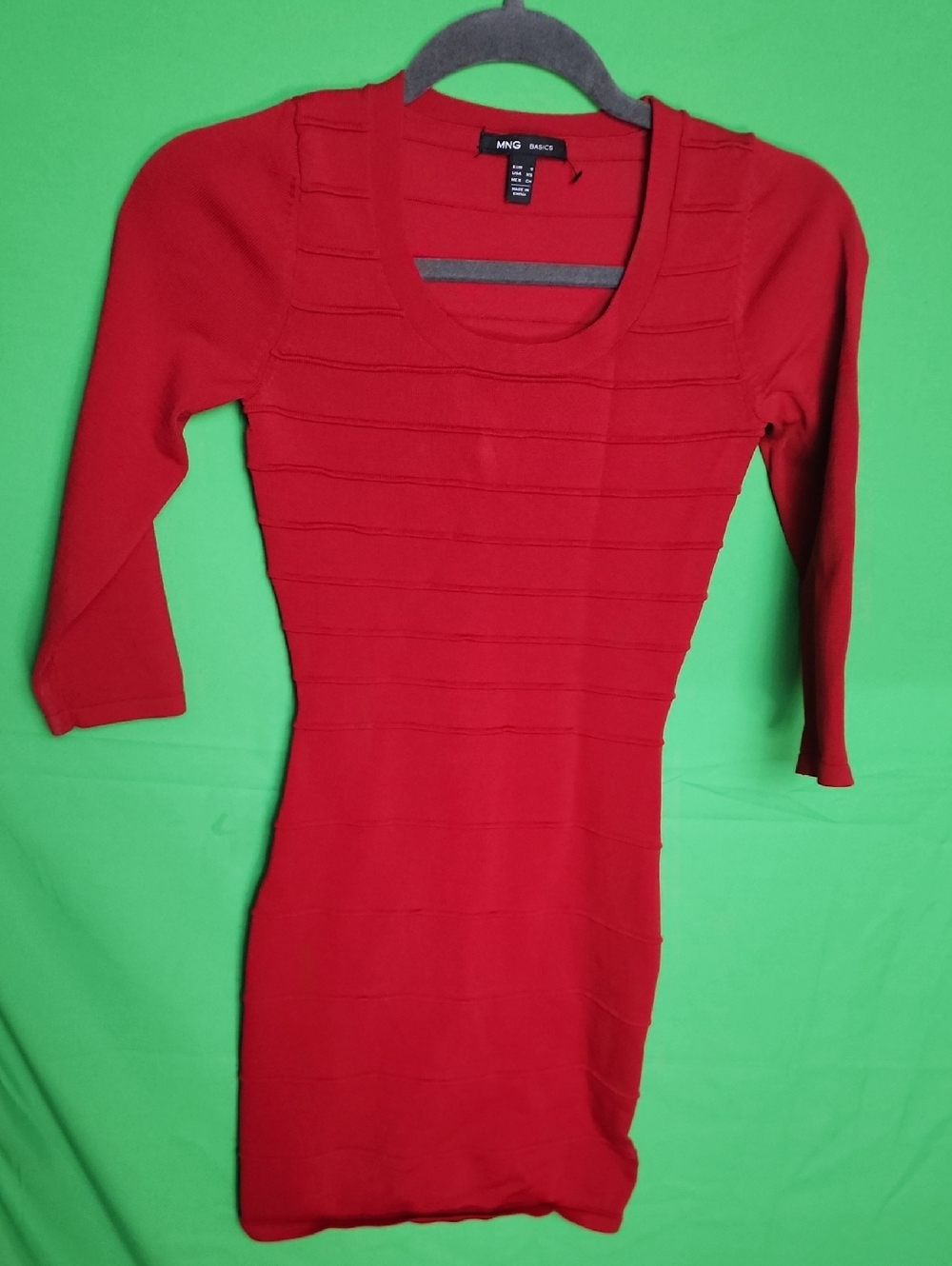 MNG Basics (by Mango) Red Bodycon Bandage Sweater Dress, Size XS